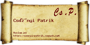 Csányi Patrik névjegykártya